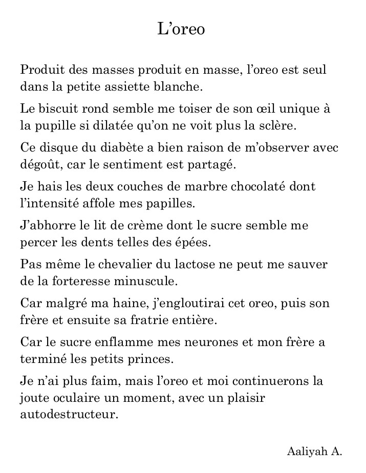 Écriture poétique en prose – 1ère G8 – Lycée Gerville Réache